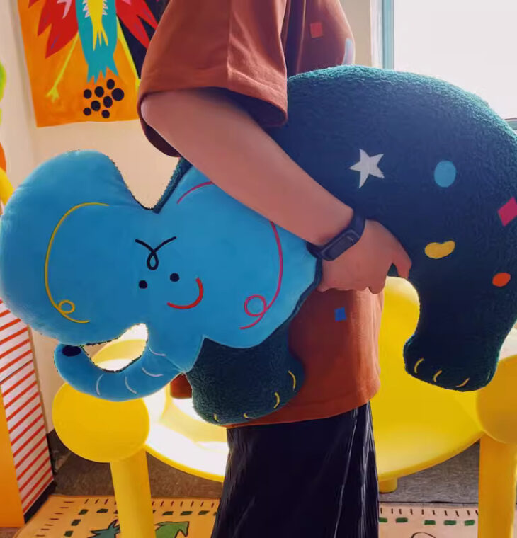 Doll Throw Pillow (Green Elephant)