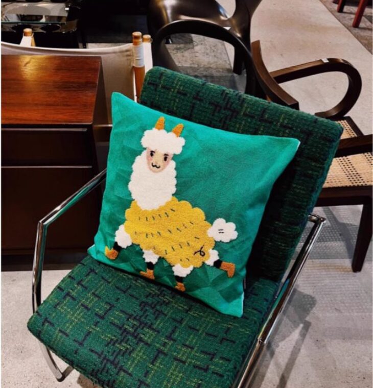 Square Throw Pillow Alpaca