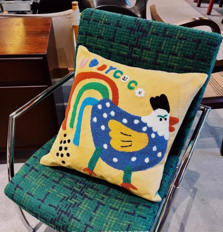 Square Throw Pillow rooster