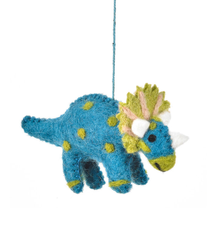 Handmade Felt Tessa Triceratops Hanging Dinosaur Decoration