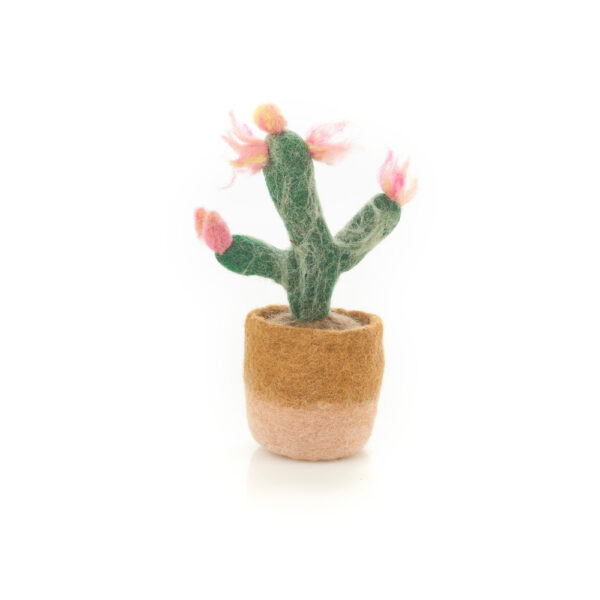 Felt so good - Handmade Felt Happy Houseplants Artificial Plant Cactus Decoration (Pink Cactus)