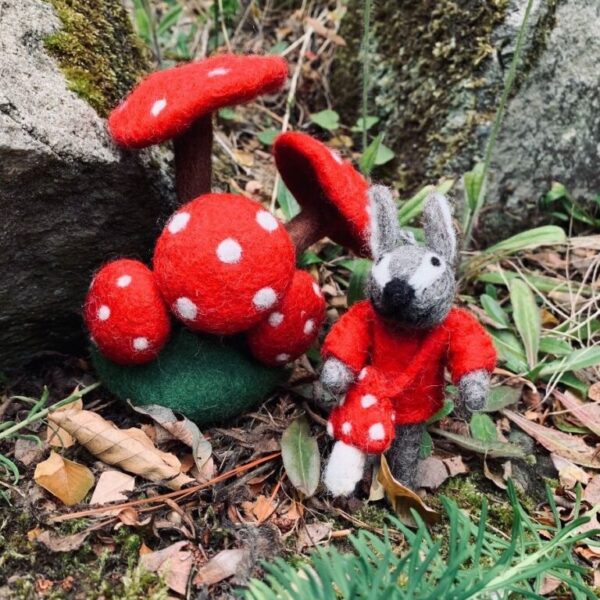 Felt so good - Handmade Felt Woodland Toadstool Stump Autumnal Decoration