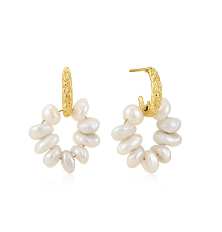 Baroque Pearl Huggie Garland Earrings