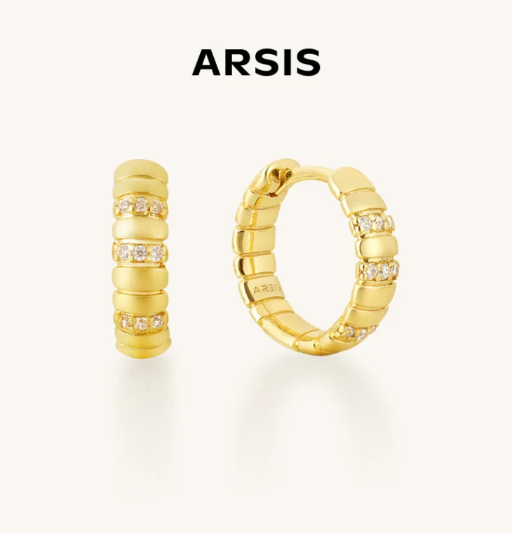 Mini Snake Chain Pattern Hoop Earrings (Gold)