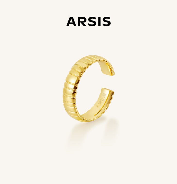 Wide Snake Chain Pattern Open Ring (Gold)