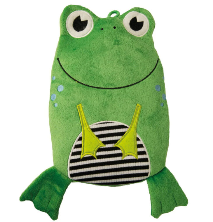 ECO HOT WATER BOTTLE COMFORT WITH COVER, VELOUR - FROG
