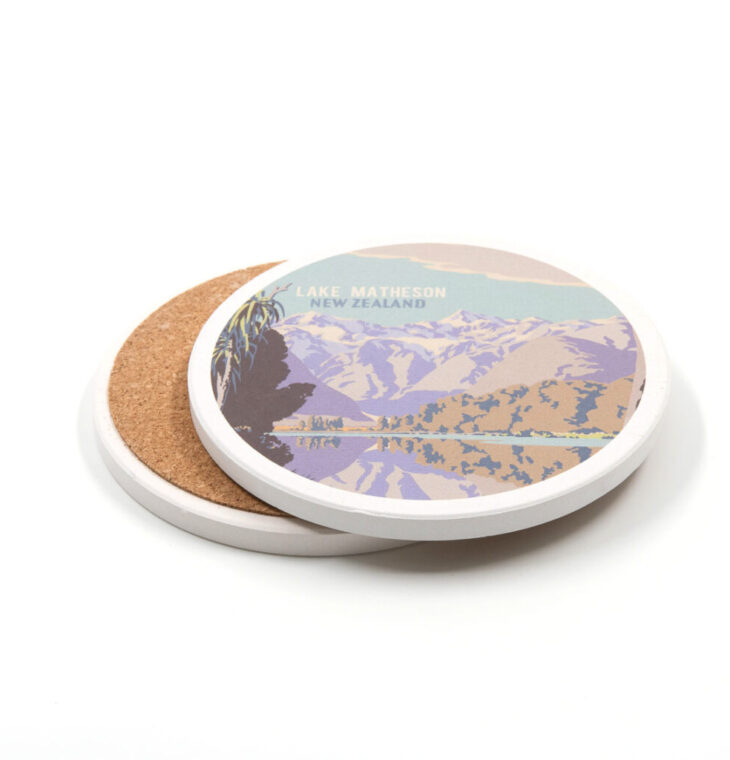 Lake Matheson Tourist Ceramic Coaster