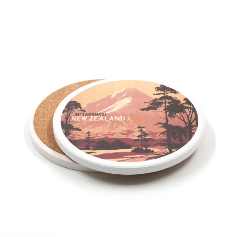 Mt Taranaki Tourist Ceramic Coaster
