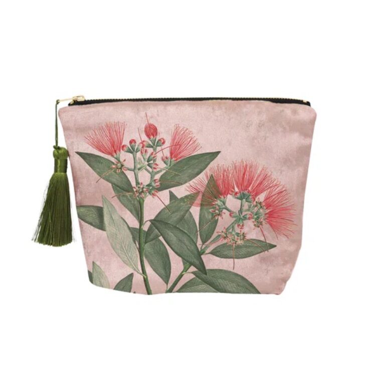 Vintage Botanical Pohutukawa Velvet Cosmetic Bag