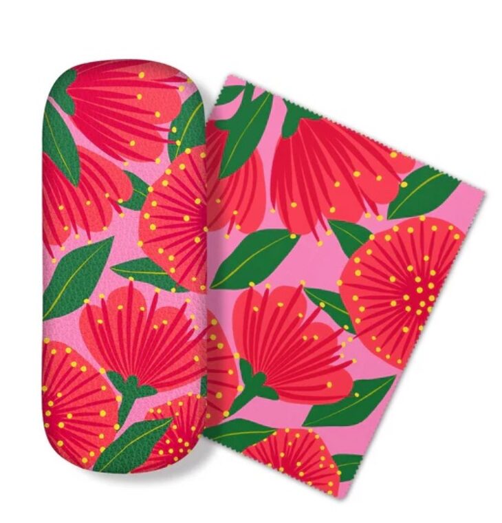 Bright Botanical Pink Pohutukawa Glasses Case
