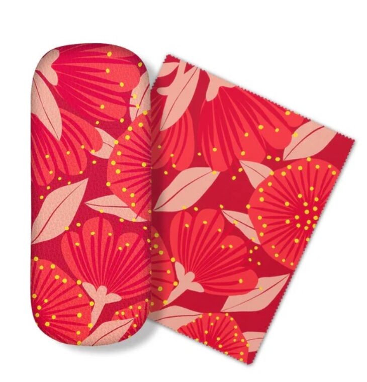 Bright Botanical Red Pohutukawa Glasses Case