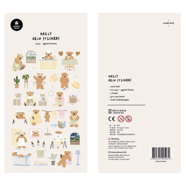 Suatelier Sticker Sheet 
No. 1141 ggumi home