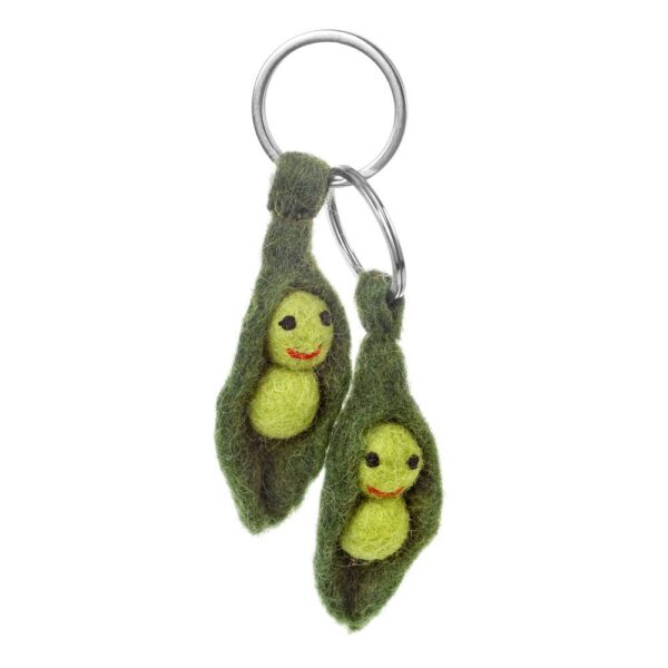 Felt so good - Handmade Felt Peas in a Pod Friendship Valentines Keyrings