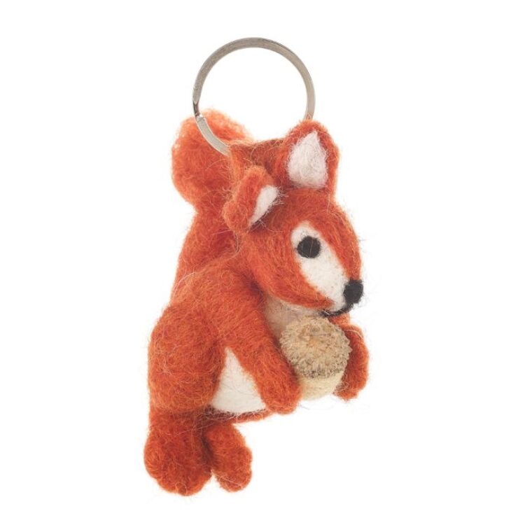 Felt so good - Handmade Fair trade Needle Felt Squirrel Keyring