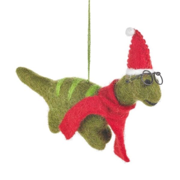 Felt so good - Handmade Felt Hanging Christmas Dinosaur with Specs Tree Decoration