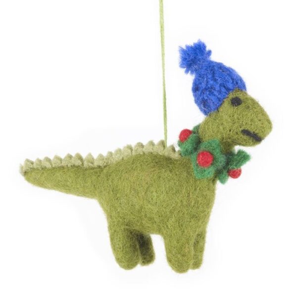 Felt so good - Handmade Biodegradable Felt Hanging Cosy Dinosaur Christmas Tree Decoration