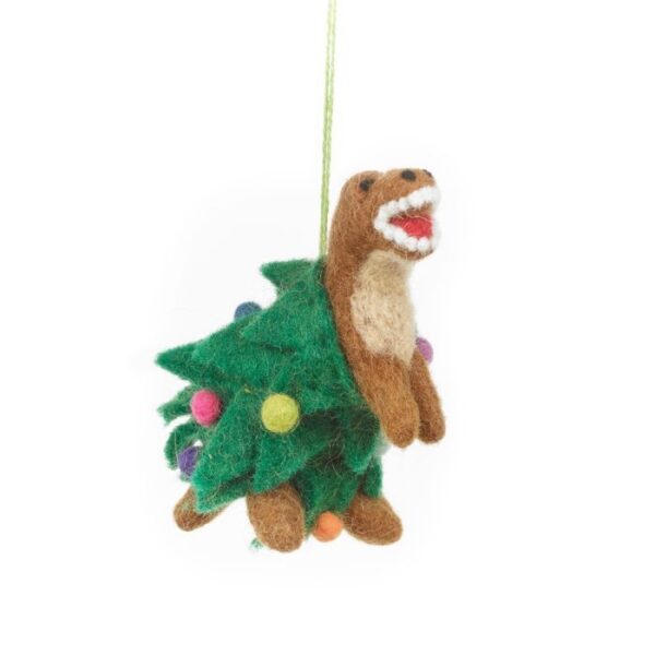 Felt so good - Handmade Needle Felt Tree-Rex Hanging Christmas Dinosaur Decoration