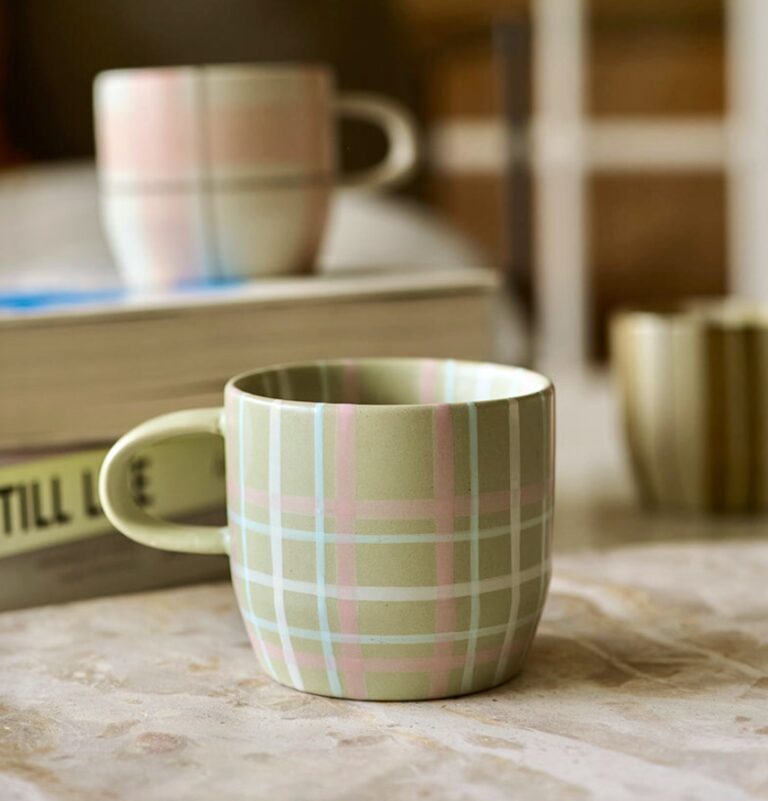 Robert Gordon- Sage & Blush Check Mug - Cats Pyjamas - Image 2