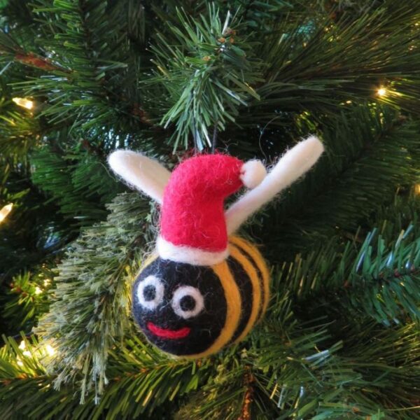Handmade Felt Biodegradable Christmas Big Bumblebee Tree Hanging Decoration