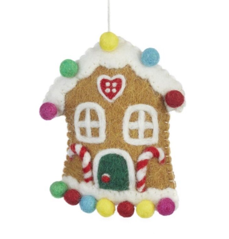 Handmade Felt Sweetshop House Christmas Tree Hanging Decoration