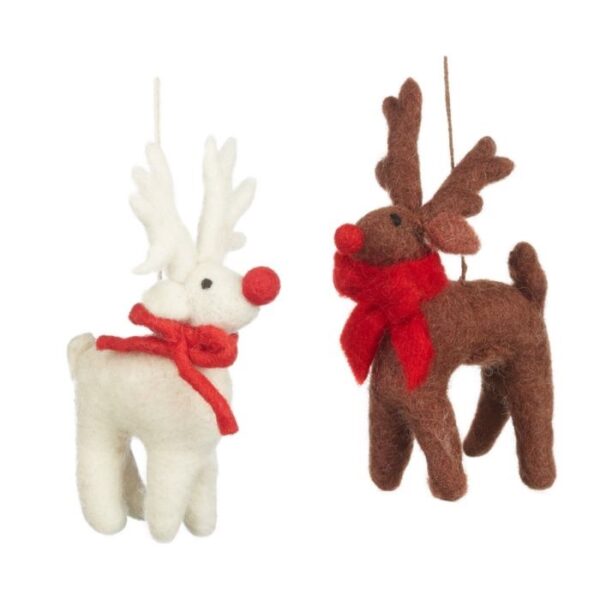 Handmade Felt Biodegradable Christmas Brown Rudolph Hanging Decoration