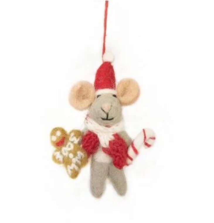 Handmade Felt Chris Mouse Christmas Mouse Hanging Decoration