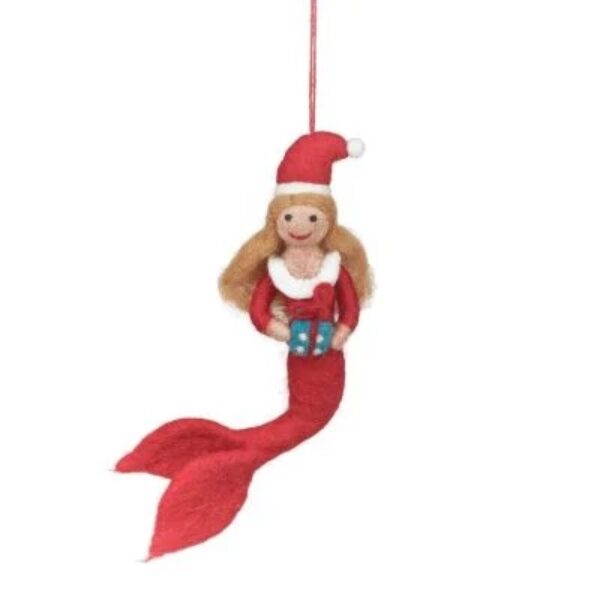 Handmade Felt Christmas Mermaid Hanging Decoration