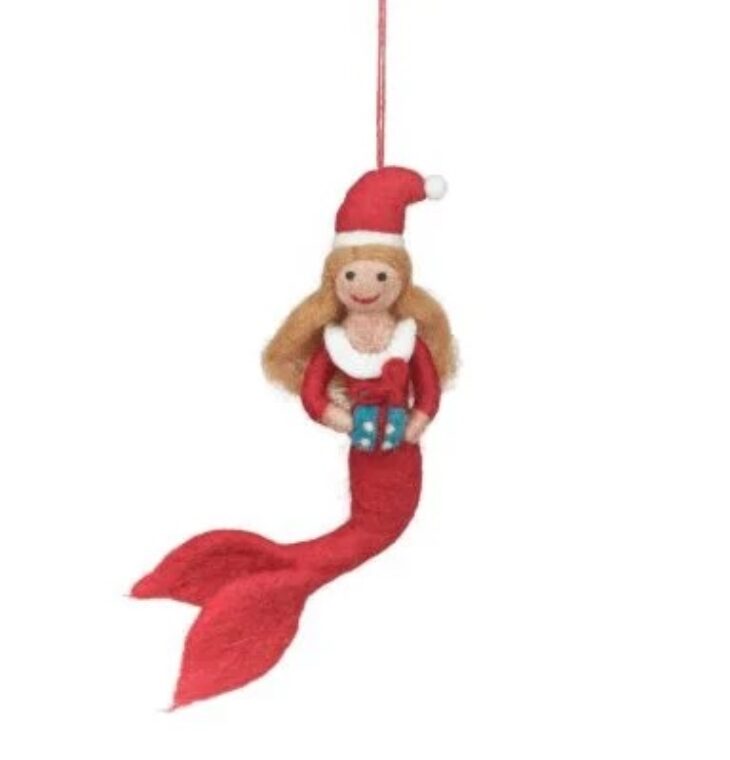 Handmade Felt Christmas Mermaid Hanging Decoration