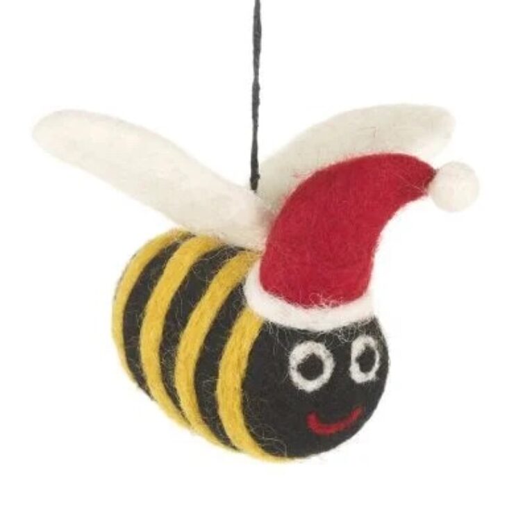 Handmade Felt Biodegradable Christmas Big Bumblebee Tree Hanging Decoration