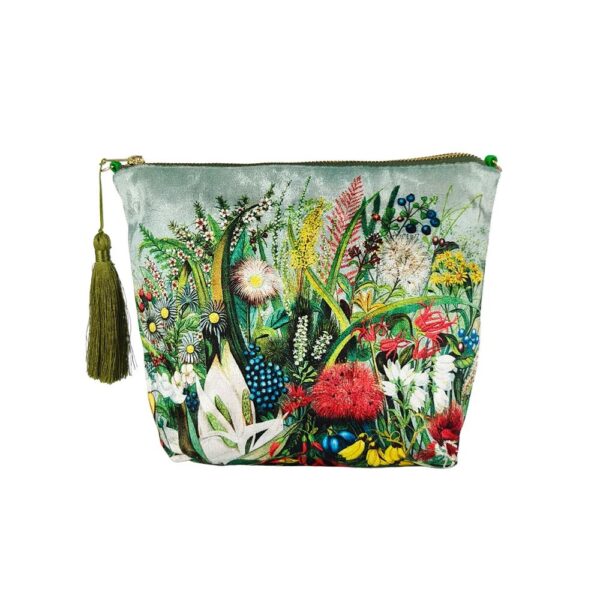 NZ Native Flowers Velvet Cosmetic Bag