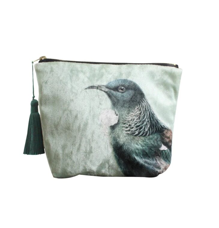 Hushed Green Tui Velvet Cosmetic Bag
