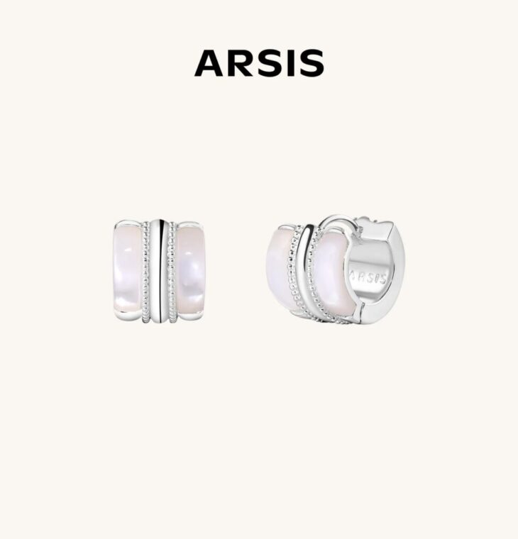 ARSIS - Reese Mother-of-Pearl Pavé Huggie Earrings