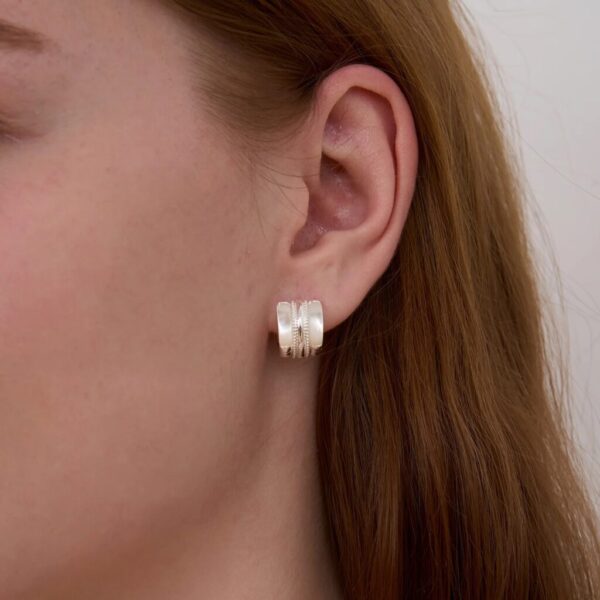 ARSIS- Reese Mother-of-Pearl Pavé Huggie Earrings