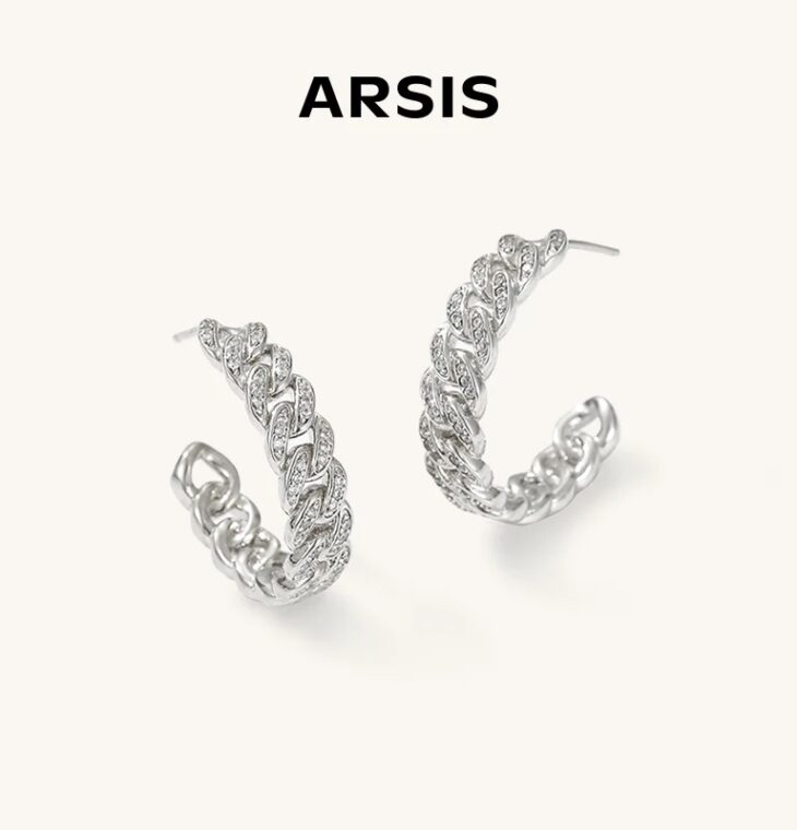 ARSIS- Cubic Zirconia Cuban Hoop Earrings