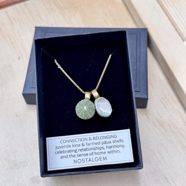 NOSTALGEM- PAUA & KINA SHELL PAIR NECKLACE (Small/Gold)