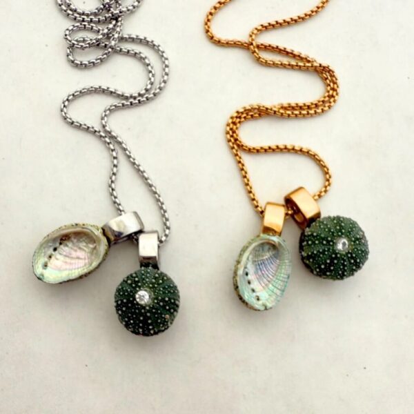 NOSTALGEM- PAUA & KINA SHELL PAIR NECKLACE (Small/Gold)