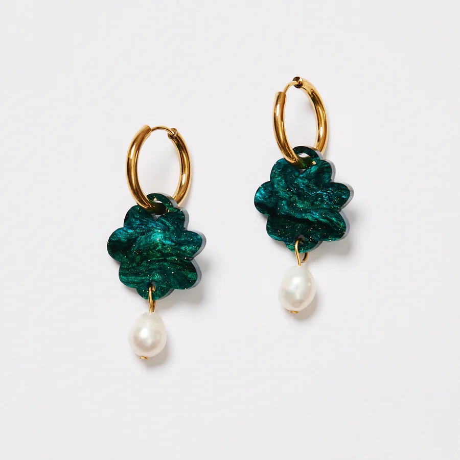 img_5353 Martha Jean- CLOUD + PEARL EARRINGS - EMERALD