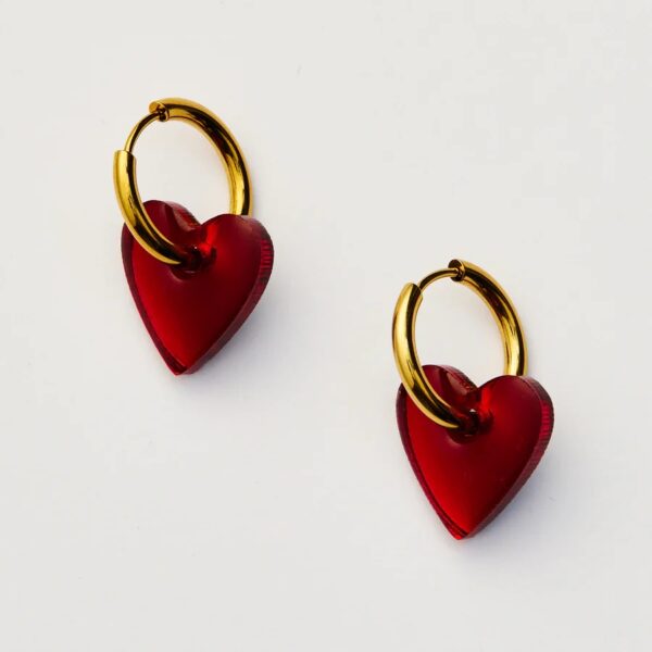 Martha Jean-MARTY HEART EARRINGS - RED