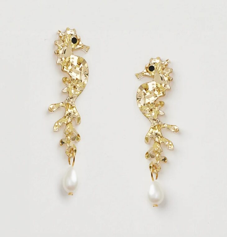 Martha Jean- SEA HORSE + PEARL - GOLD
