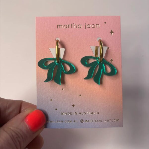 Martha Jean- FLOPPY BOW EARRINGS - GREEN