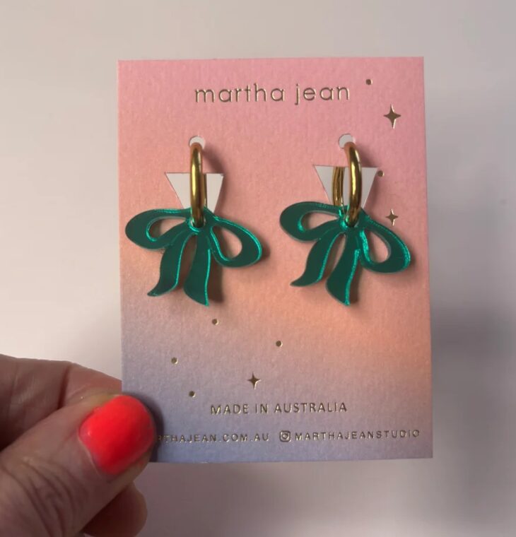 Martha Jean- FLOPPY BOW EARRINGS - GREEN