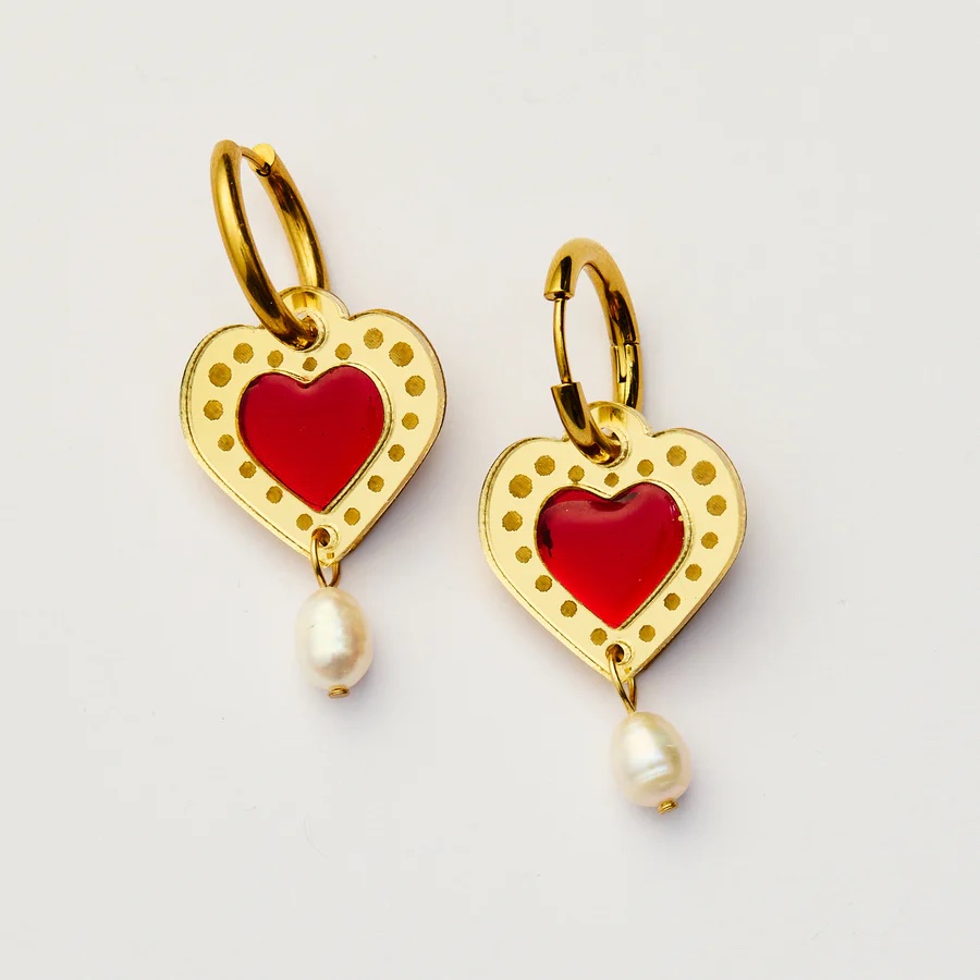 img_5379 Martha Jean- SHERBERT HEART EARRINGS - GOLD / RED