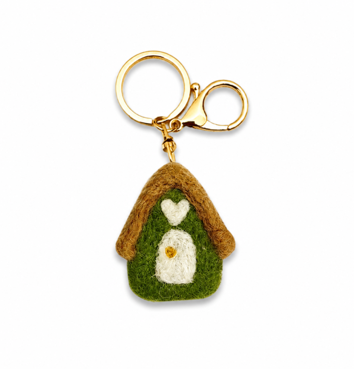 Home Dweller-Felt House Keychain - Green