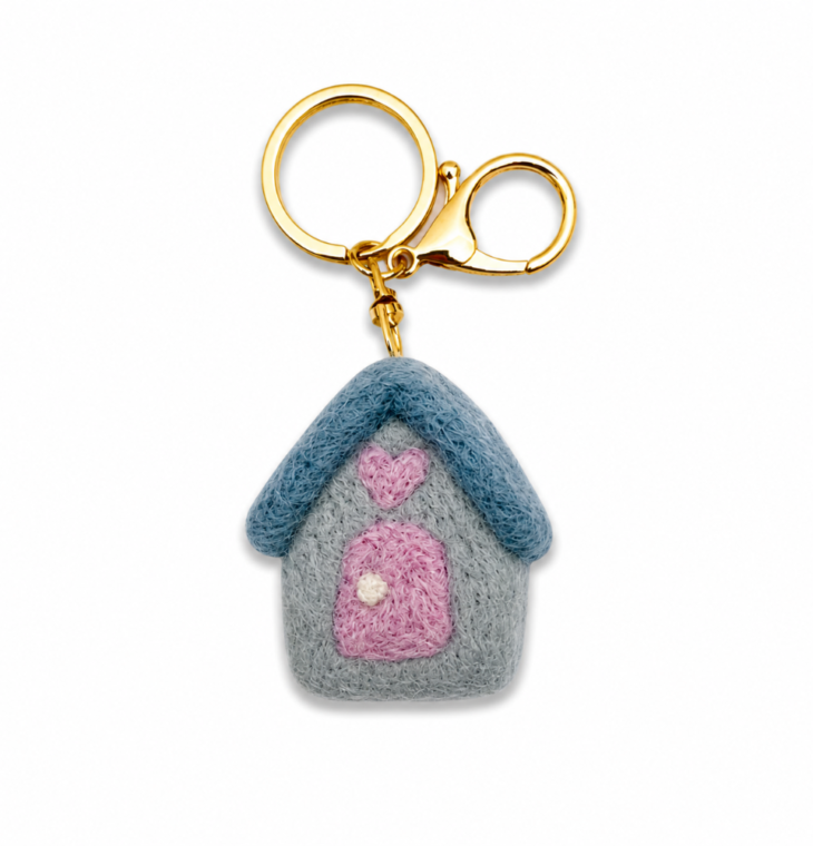 Home Dweller- Felt House Keychain - Blue