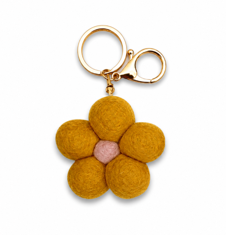Home Dweller-Felt Flower Keychain - Yellow