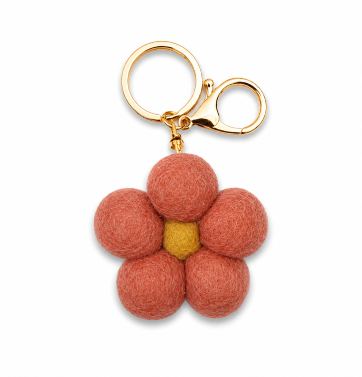 Home Dweller - Felt Flower Keychain - Rust