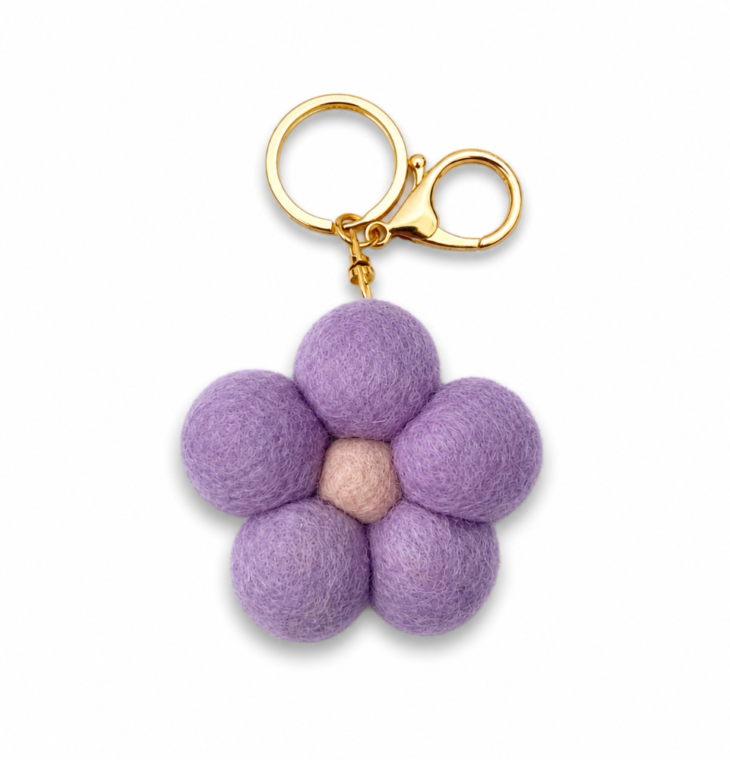 Home Dweller-Felt Flower Keychain - Lilac